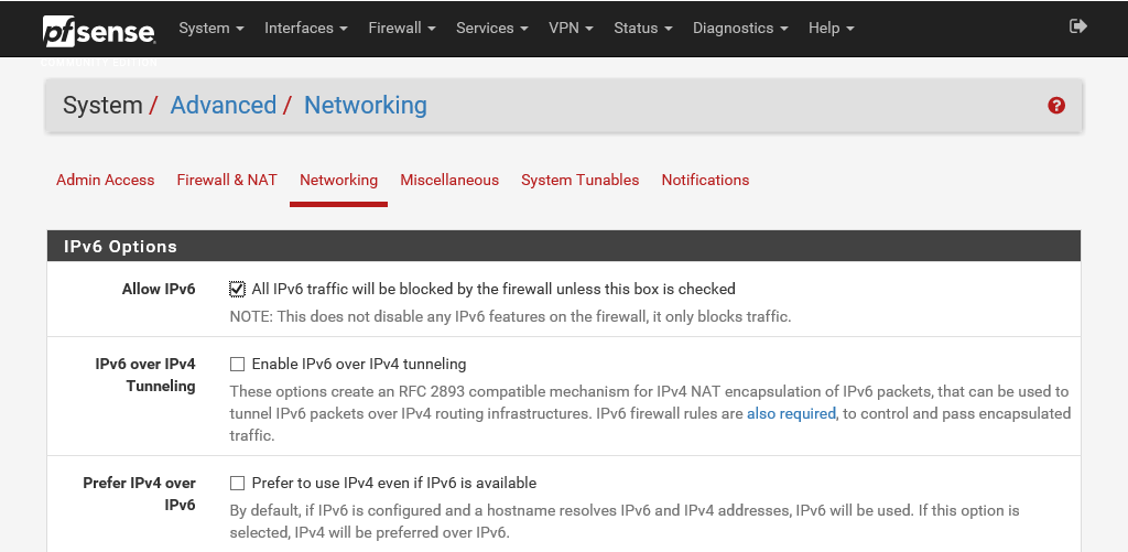 Networking compatabilidad pfSense