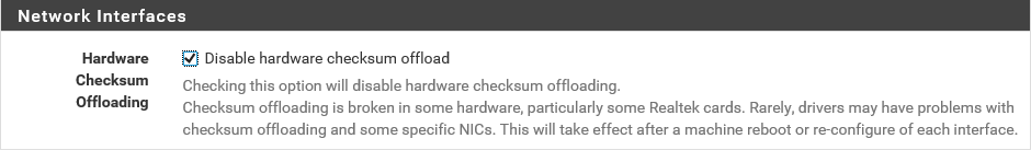 Compatibilidad deshabilitada pfSense