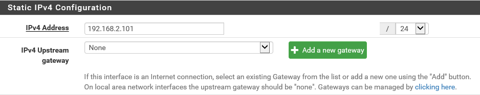 Configuracion IP LAN pfSense